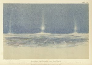 月の光、1893年11月22日、パステルスケッチ（カラーリトグラフ 作： Fridtjof Nansen