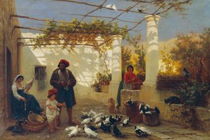 イタリアのパーゴラにて 作： Friedrich Alois Schönn