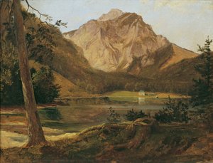 ヘレンゲビルゲのある正面のラングバース湖 作： Friedrich August Mathias Gauermann