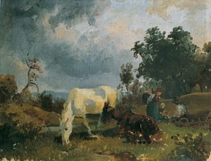 荒野の灰色の馬 作： Friedrich August Mathias Gauermann