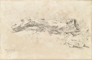 横になっている中空の木の幹 作： Friedrich August Mathias Gauermann