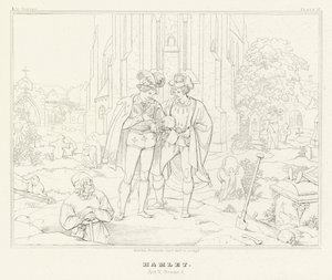 ハムレット」第5幕第1場（彫刻作品 作： Friedrich August Moritz Retzsch