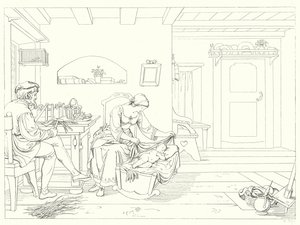 シラーの「Lied von der Glocke（鐘の歌）」の挿絵（彫刻）。 作： Friedrich August Moritz Retzsch