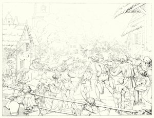 シラーの「Lied von der Glocke（鐘の歌）」の挿絵（彫刻）。 作： Friedrich August Moritz Retzsch