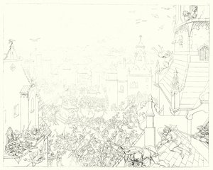 シラーの「Lied von der Glocke（鐘の歌）」の挿絵（彫刻）。 作： Friedrich August Moritz Retzsch