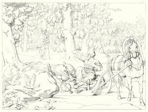 シラーの「Lied von der Glocke（鐘の歌）」の挿絵（彫刻）。 作： Friedrich August Moritz Retzsch