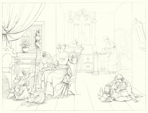 シラーの「Lied von der Glocke（鐘の歌）」の挿絵（彫刻）。 作： Friedrich August Moritz Retzsch