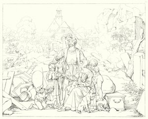 シラーの「Lied von der Glocke（鐘の歌）」の挿絵（彫刻）。 作： Friedrich August Moritz Retzsch