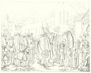 シラーの「Lied von der Glocke（鐘の歌）」の挿絵（彫刻）。 作： Friedrich August Moritz Retzsch