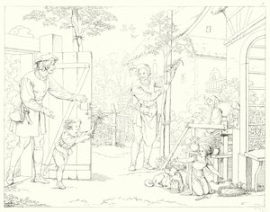 シラーの「Lied von der Glocke（鐘の歌）」の挿絵（彫刻）。 作： Friedrich August Moritz Retzsch