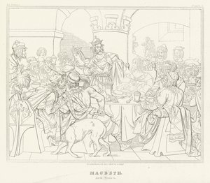 マクベス」第3幕第4場（彫刻 作： Friedrich August Moritz Retzsch