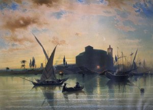 スペイン-セビリアの景色-EL GUADALQUIVIR-1867 作： Friedrich Eibner