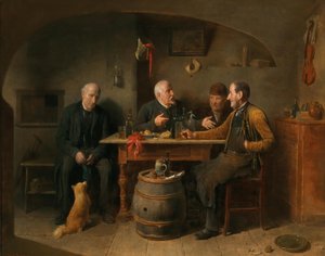 ドイツ語：居酒屋での4人の男たち 居酒屋の情景
