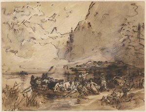 ケーニッヒ湖のフェリー 作： Friedrich Gauermann