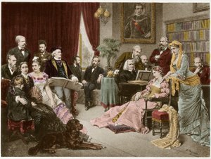 リヒャルト・ワーグナーとリスト、バイロイトでのコジマとジークフリート - After Fritz Georg Papperitz 作： Friedrich Georg Papperitz