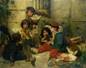 パリの通りの子供たち、1852 作： Friedrich Karl Hausmann