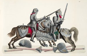 トーナメントでの2人の騎士、フランツコッテンカンプ博士による「騎士道の発展と習慣の歴史」のプレート、カールホフマン発行、1842年 作： Friedrich Martin von Reibisch