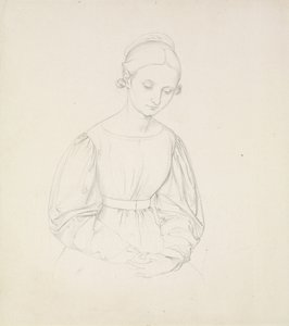 アーティストの妻の肖像、ニーナ、c。 1830（紙に黒鉛） 作： Friedrich Overbeck