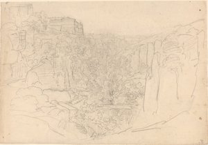 狭い谷の上の要塞化された城 作： Friedrich Salathé