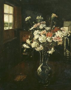 カーネーションの花束のあるインテリア 作： Friedrich Stahl