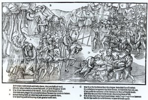アイルランドの首長は、完全な武装で示されている英語と戦うために出発する前に司祭の祝福を受けます。 作： Friedrich van Hulsen