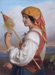 ドイツ語：紡錘を持つイタリア人女性（キアルッチャ 作： フリードリヒ・フォン・アメルリング