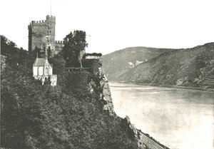 1895年、ドイツのライン川のラインシュタイン城。 作： Frith and Co