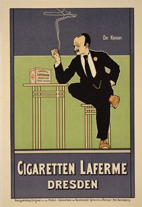 「Laferme」タバコを宣伝するポスターの複製、ドレスデン 作： Fritz Rehm