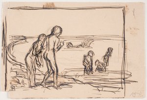 ビーチでの子供たちの入浴 作： Fritz Syberg