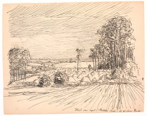 干し草は緑の牧草地で積み上げられた 作： Fritz Syberg