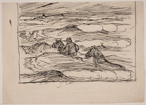 セーレン・カンネは波間を馬に乗ります 作： Fritz Syberg