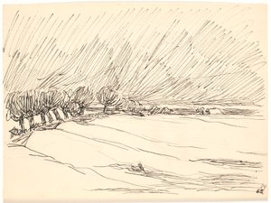 ポプラのある冬景色 作： Fritz Syberg