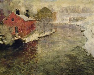 エーカーズ川沿いの工場 (クリスティアニア/オスロ) 作： Fritz Thaulow