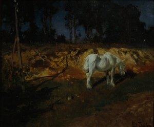 医者の馬（キャンバスに油彩） 作： Fritz Thaulow