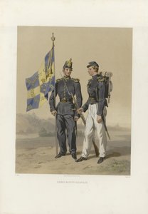 図版はDardel, Fritz von og utgitt av Bonnier (se, 1863)の「Svenska och norska arméerna, samt flottorna i deras nuvarande uniformering」からの引用です。 作： Fritz von Dardel