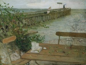 シュタルンベルク湖に着陸する桟橋。 1896年頃 作： Fritz von Uhde
