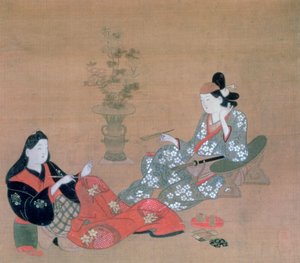 「俳優を楽しませる娼婦」、c1695 作： Furuyama Moroshige
