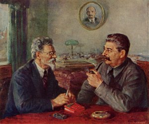 ヨシフ・スターリン（1879-1953）＆ミハイル・イワノビッチ・カリーニン（1875-1946） 作： Fyodor Alexandrovich Modorov