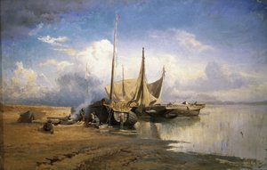 ヴォルガの眺め。 ボート、1870年 作： Fyodor Alexandrovich Vasilyev