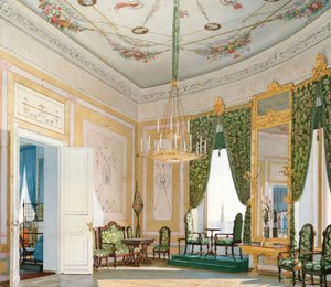 1847年、モスクワ・クレムリンのニコラス宮殿のコーナーリビングルーム。 作： Fyodor Andreyevich Klages