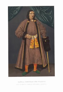 17 世紀のボヤールの服。 Afanasiy Kirillovich Naryshkin。 ～の古代遺物から、 作： Fyodor Grigoryevich Solntsev
