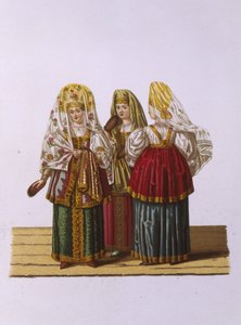 トヴェリの女性と乙女のコスチューム1851年のロシア国家の服シリーズから