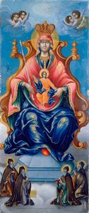 神ペチェルスカヤの母。 フョードル・ニコノフスキー（18世紀後半に活動）による絵画、木にテンペラ 作： Fyodor Nikonovsky