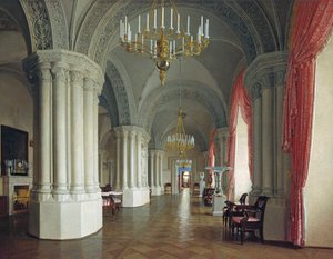 1840 年代、サンクトペテルブルクの冬宮殿のゴシック ホール。 作： Fyodor Osipovich Yushkov
