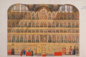 モスクワ クレムリンのアサンプション大聖堂のイコノスタシス 作： Fyodor Solntsev