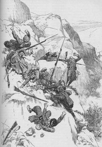 敗走したスペイン人は険しい側面をよじ登った 1902 作： GB
