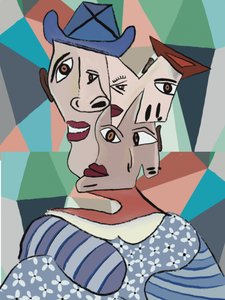 色彩豊かなキュビズムの肖像画 作： 
