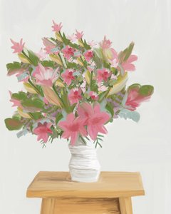 絵画的なピンクの花々 作： 