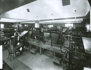 ニューヨークイブニングポストプレスルーム（ゼラチンシルバーの写真） 作： G.P. Hall und Sohn