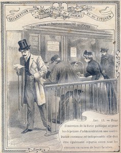 1789年：人間と市民の権利の宣言。税の義務と比例性"Le livre unique de morale and d